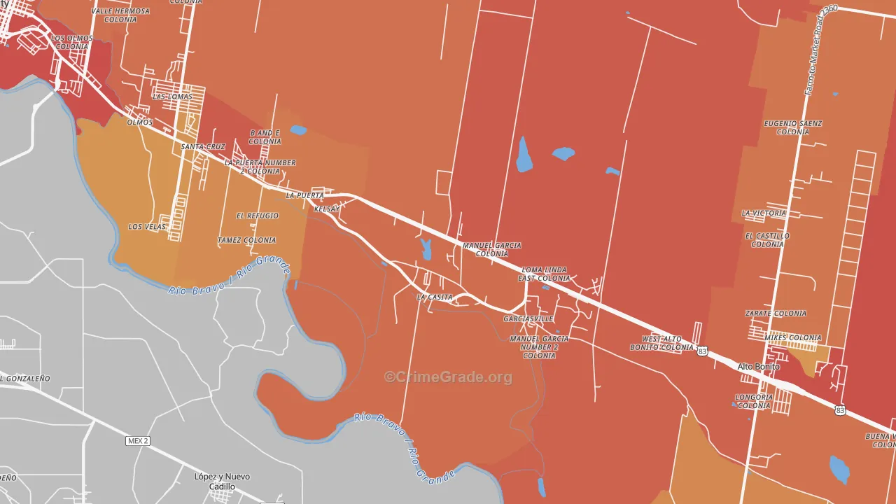 La Casita, TX Map of Vandalism Rates
