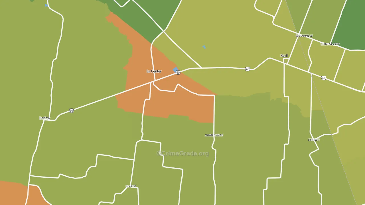 La Center, KY Map of Vandalism Rates