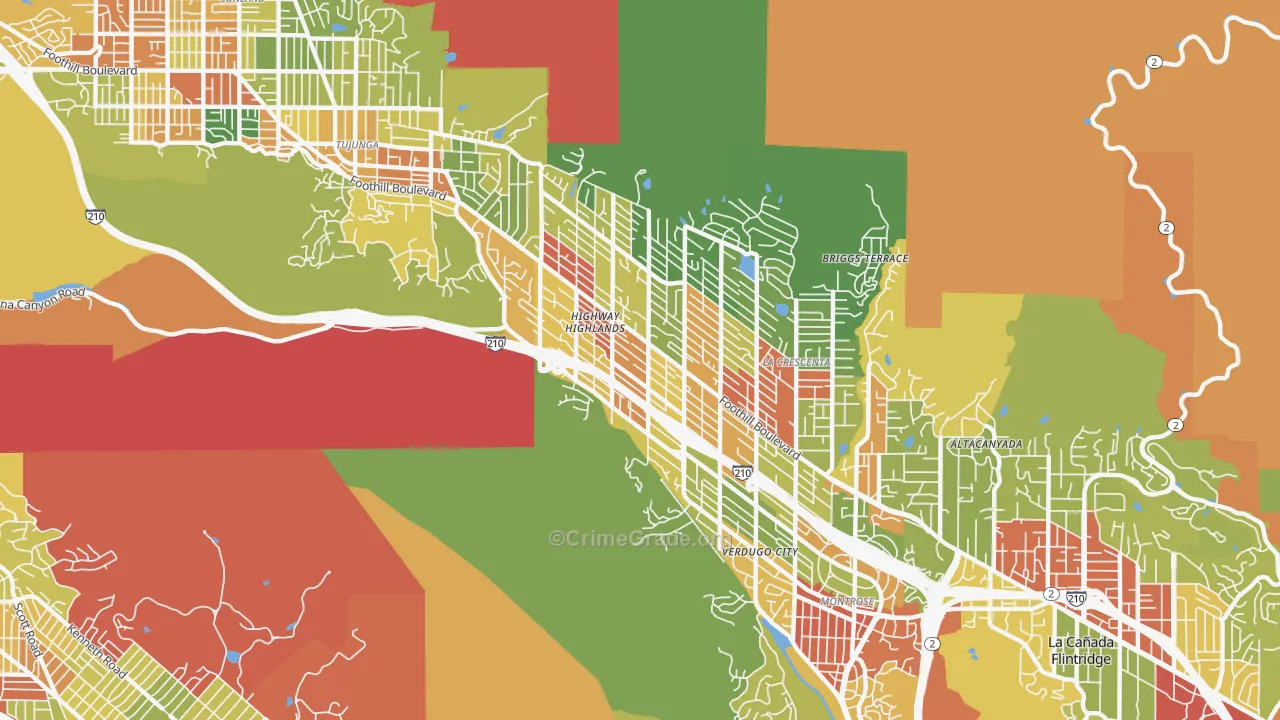 La Crescenta, CA Map of Vandalism Rates