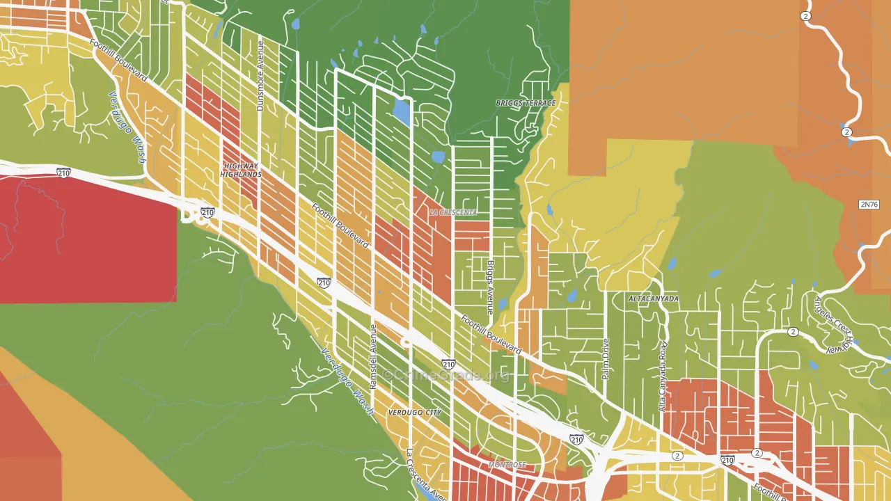 La Crescenta-Montrose, CA Map of Vandalism Rates