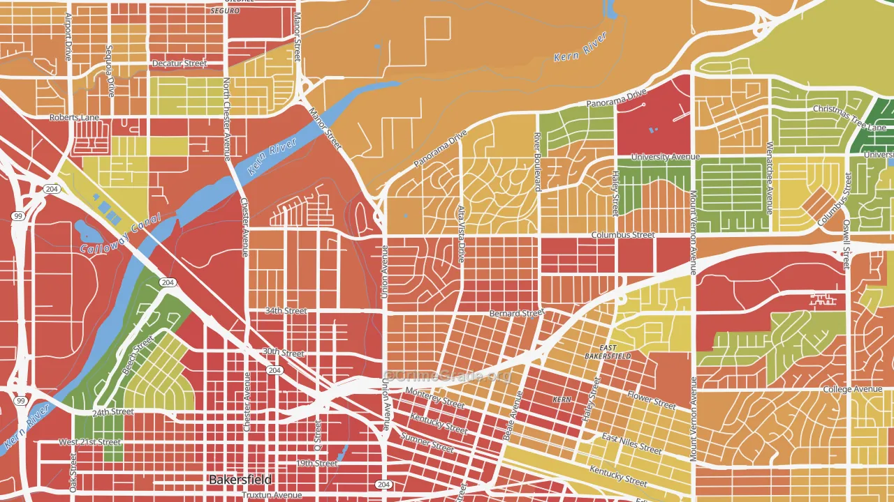 La Cresta-Alta Vista, Bakersfield, CA Map of Vandalism Rates