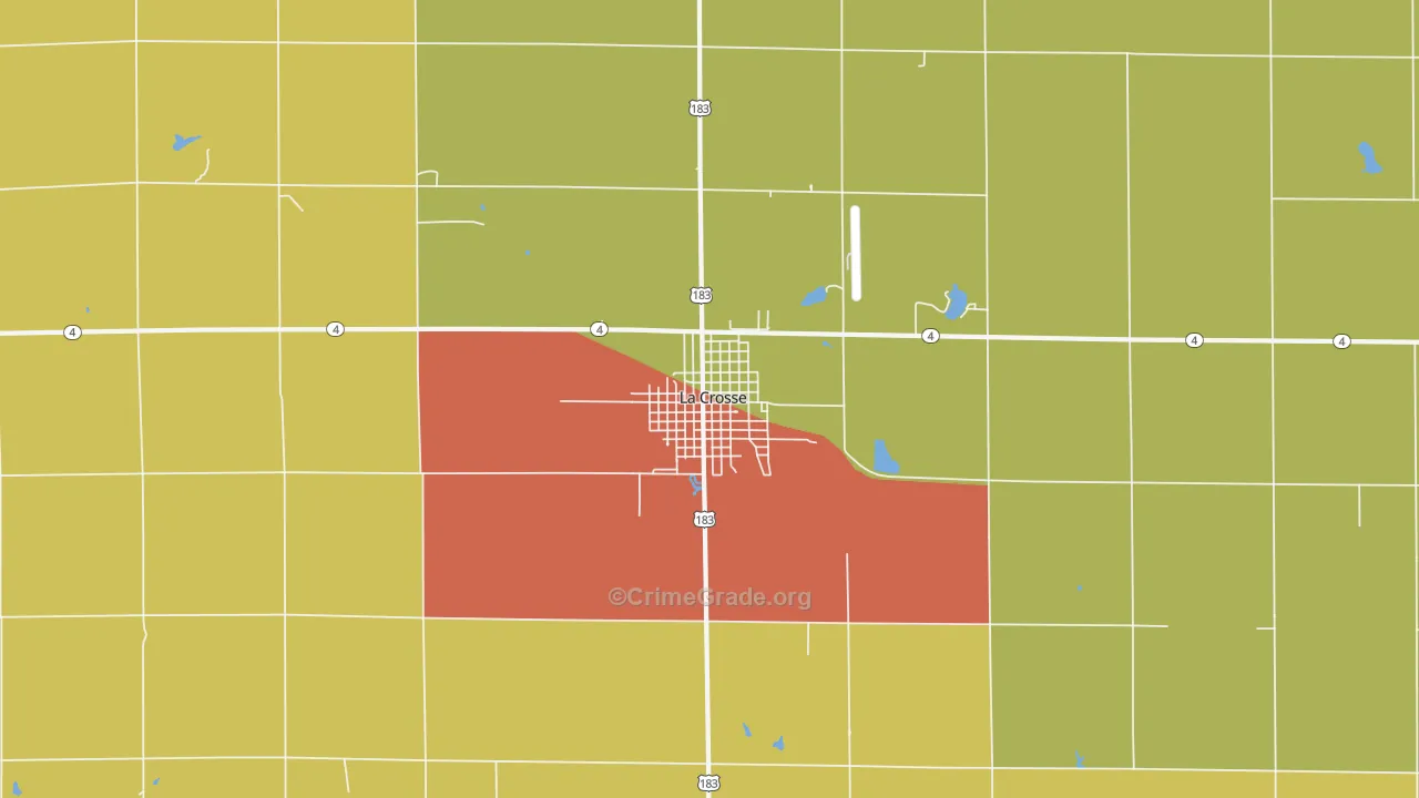 La Crosse, KS Map of Vandalism Rates