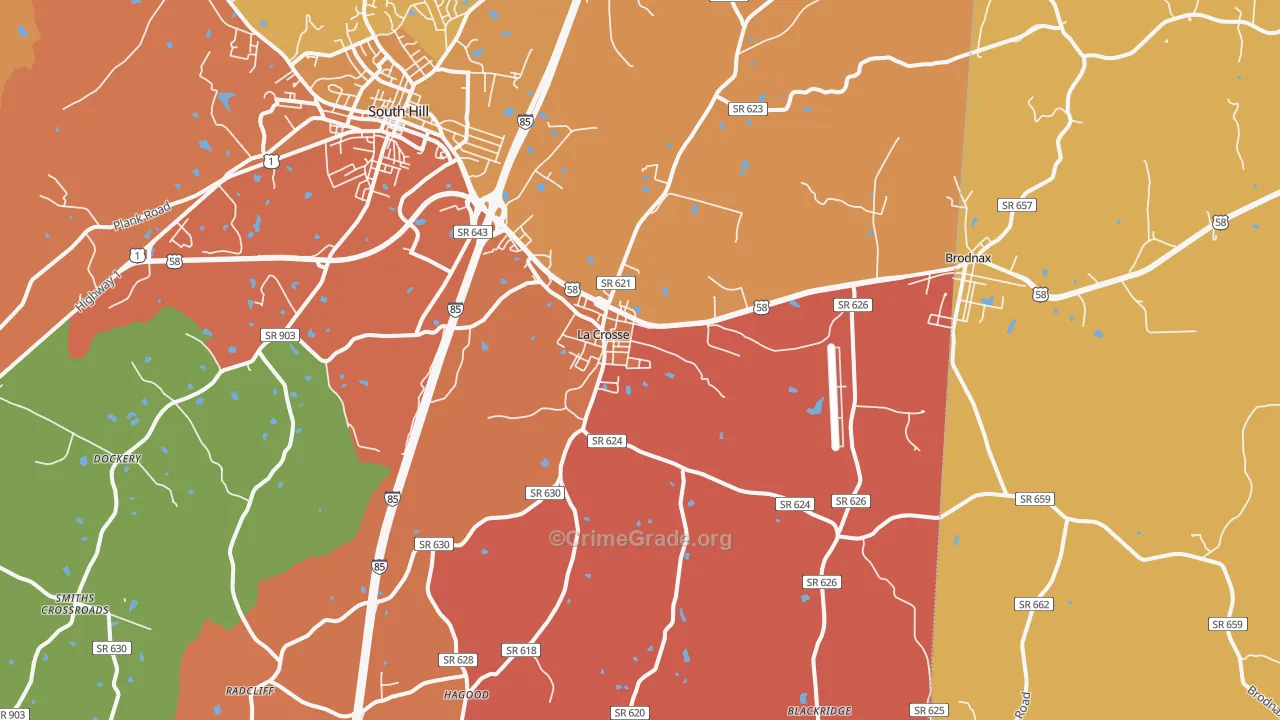 La Crosse, VA Map of Vandalism Rates