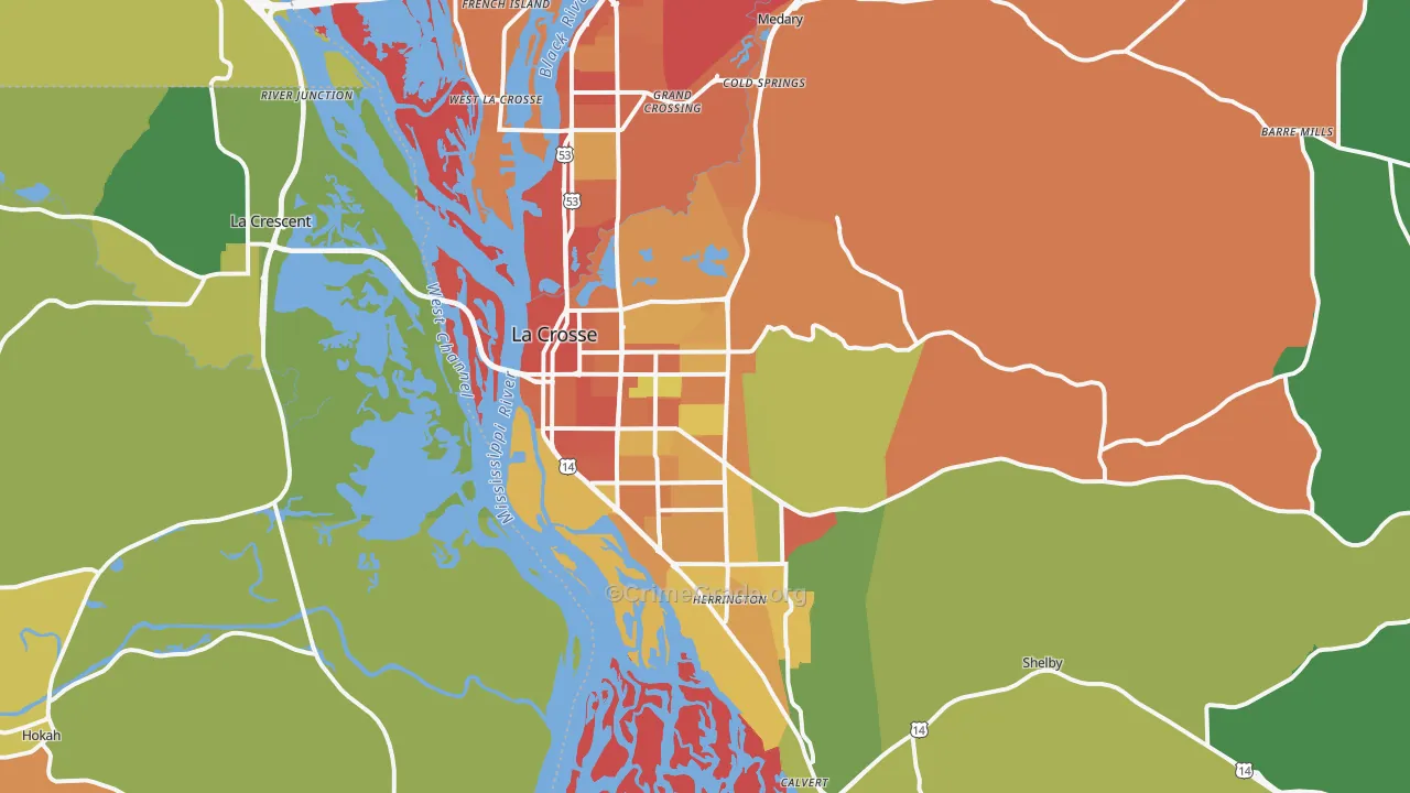 La Crosse, WI Map of Vandalism Rates