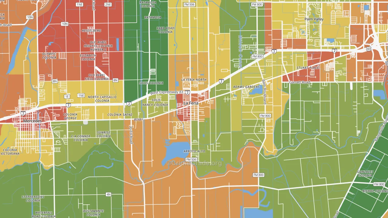 La Feria, TX Map of Vandalism Rates
