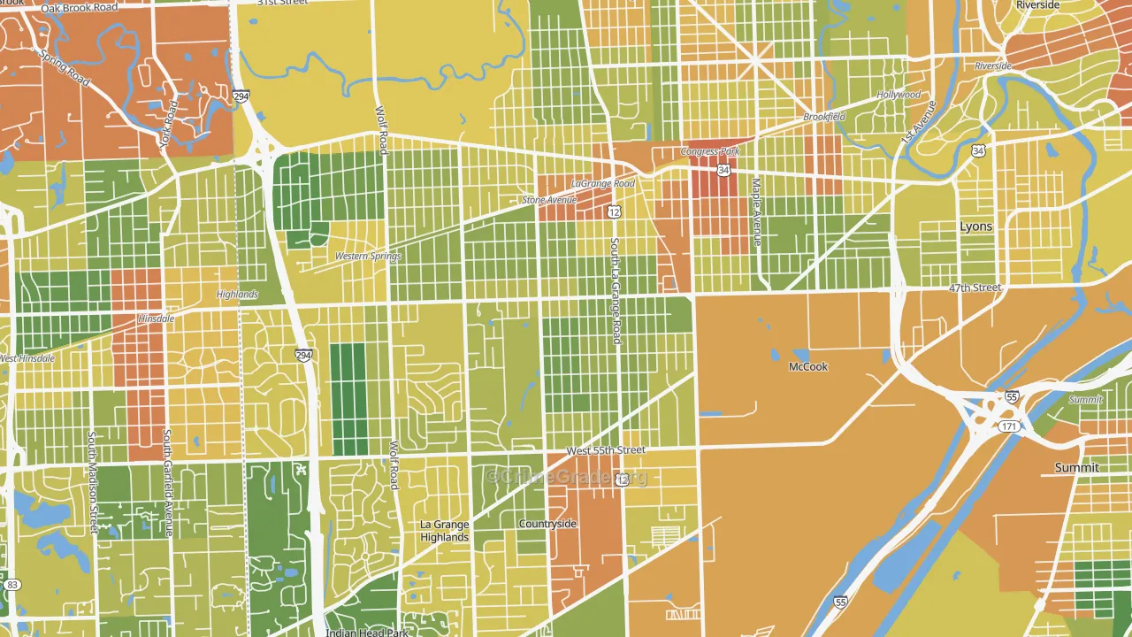 La Grange, IL Map of Vandalism Rates