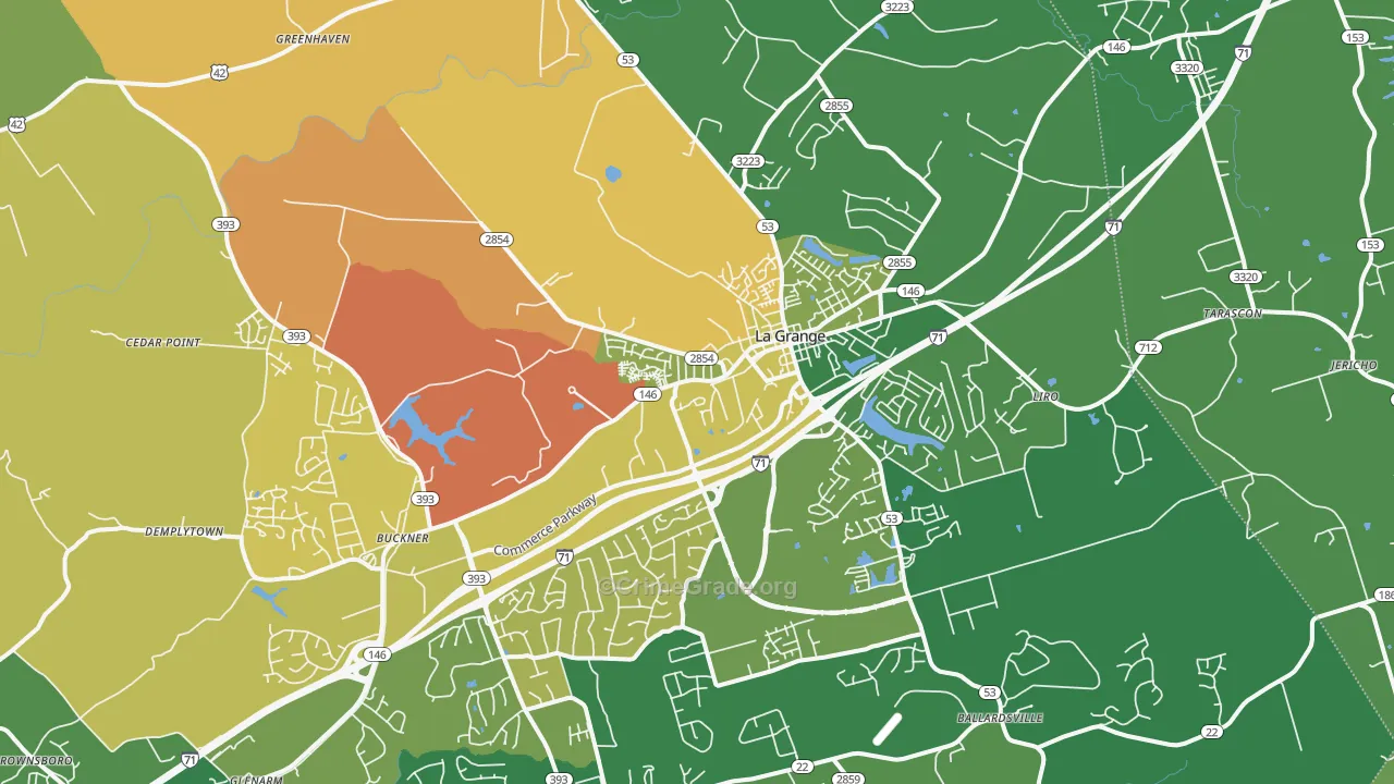 La Grange, KY Map of Vandalism Rates