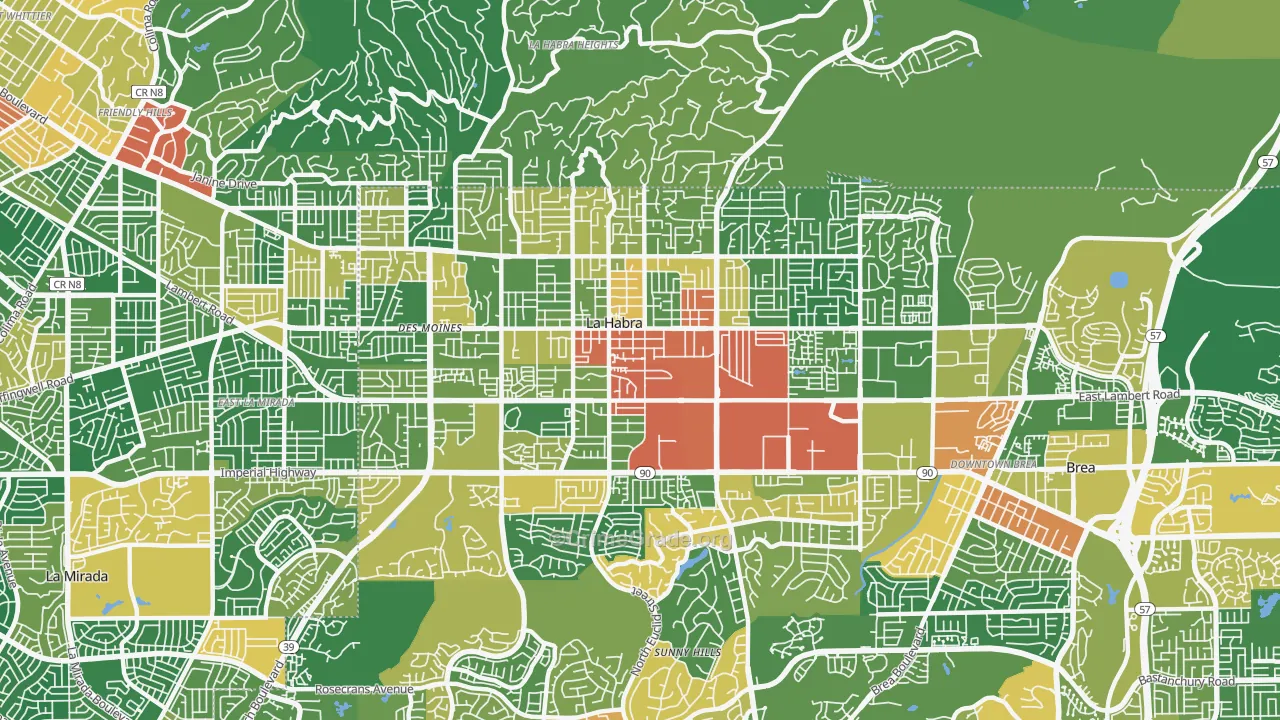 La Habra City, La Habra, CA Map of Vandalism Rates