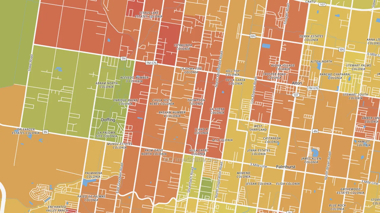 La Homa, Mission, TX Map of Vandalism Rates
