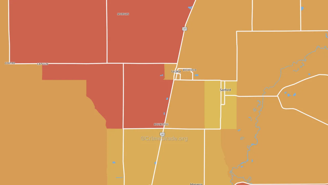 La Jara, CO Map of Vandalism Rates