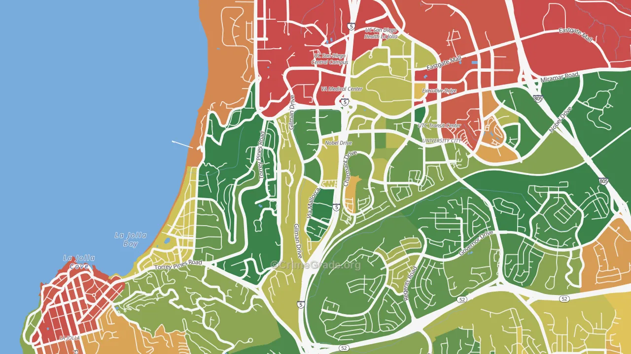 La Jolla Village, La Jolla, CA Map of Vandalism Rates