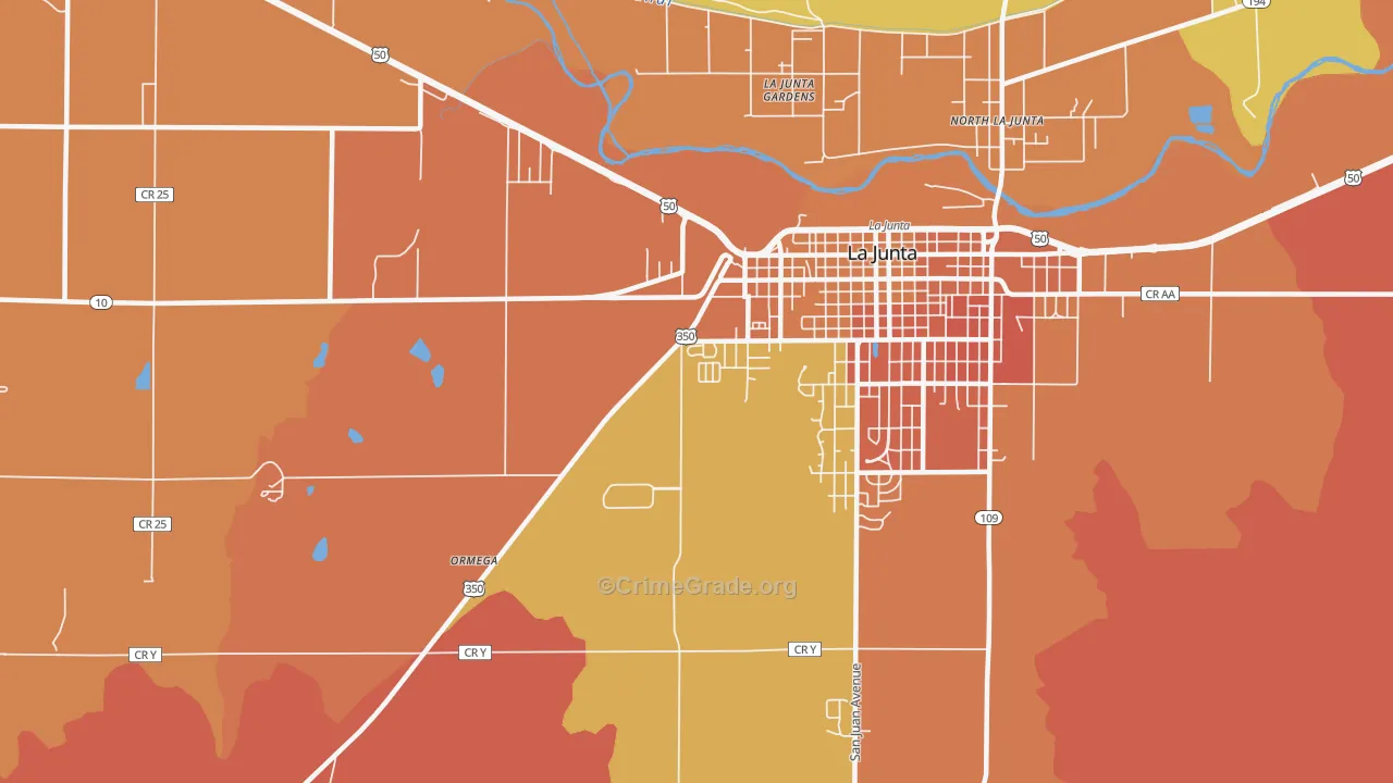 La Junta Gardens, CO Map of Vandalism Rates