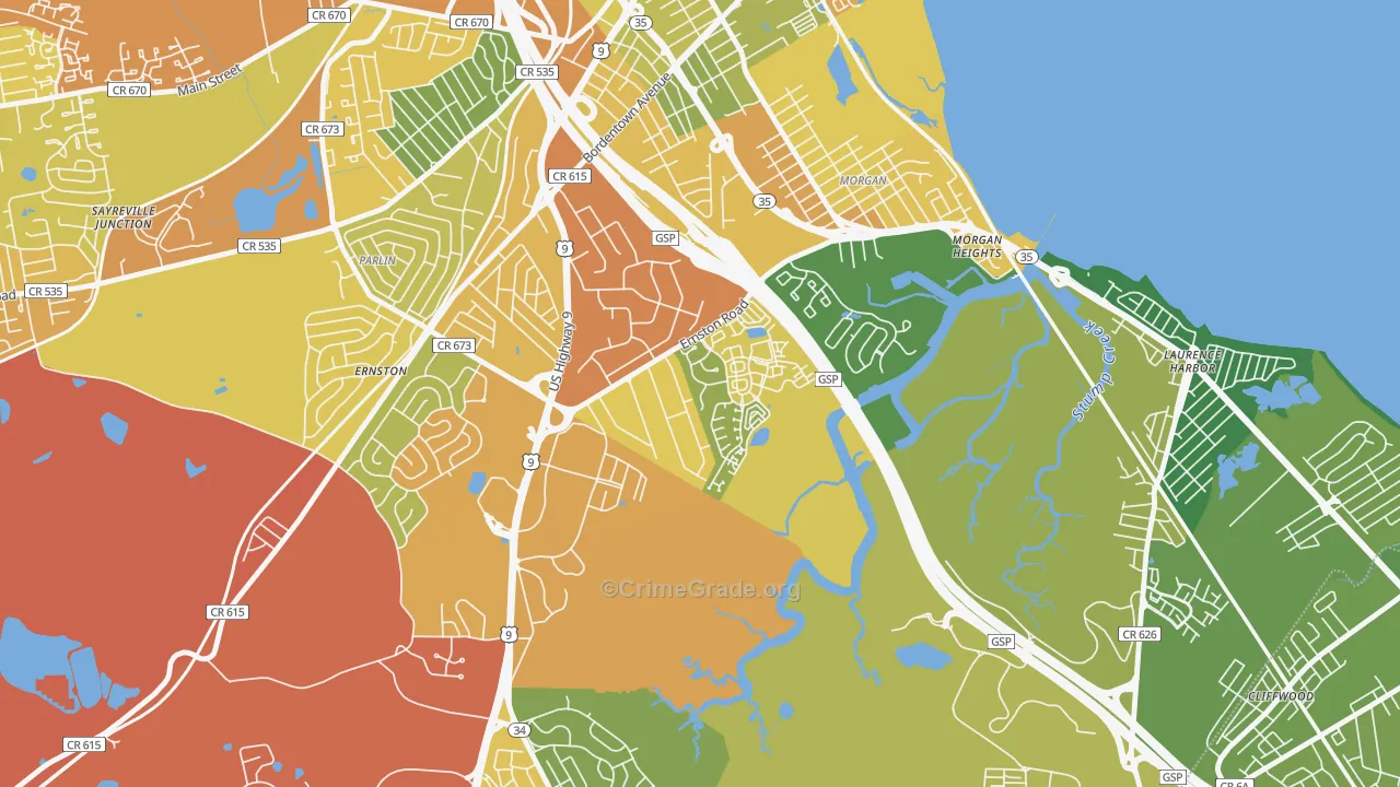 La Mer, Parlin, NJ Map of Vandalism Rates