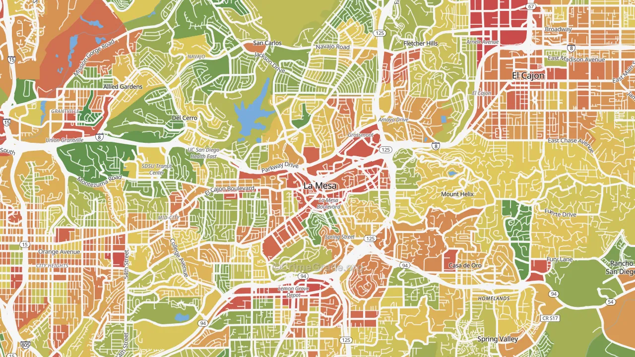 La Mesa, CA Map of Vandalism Rates