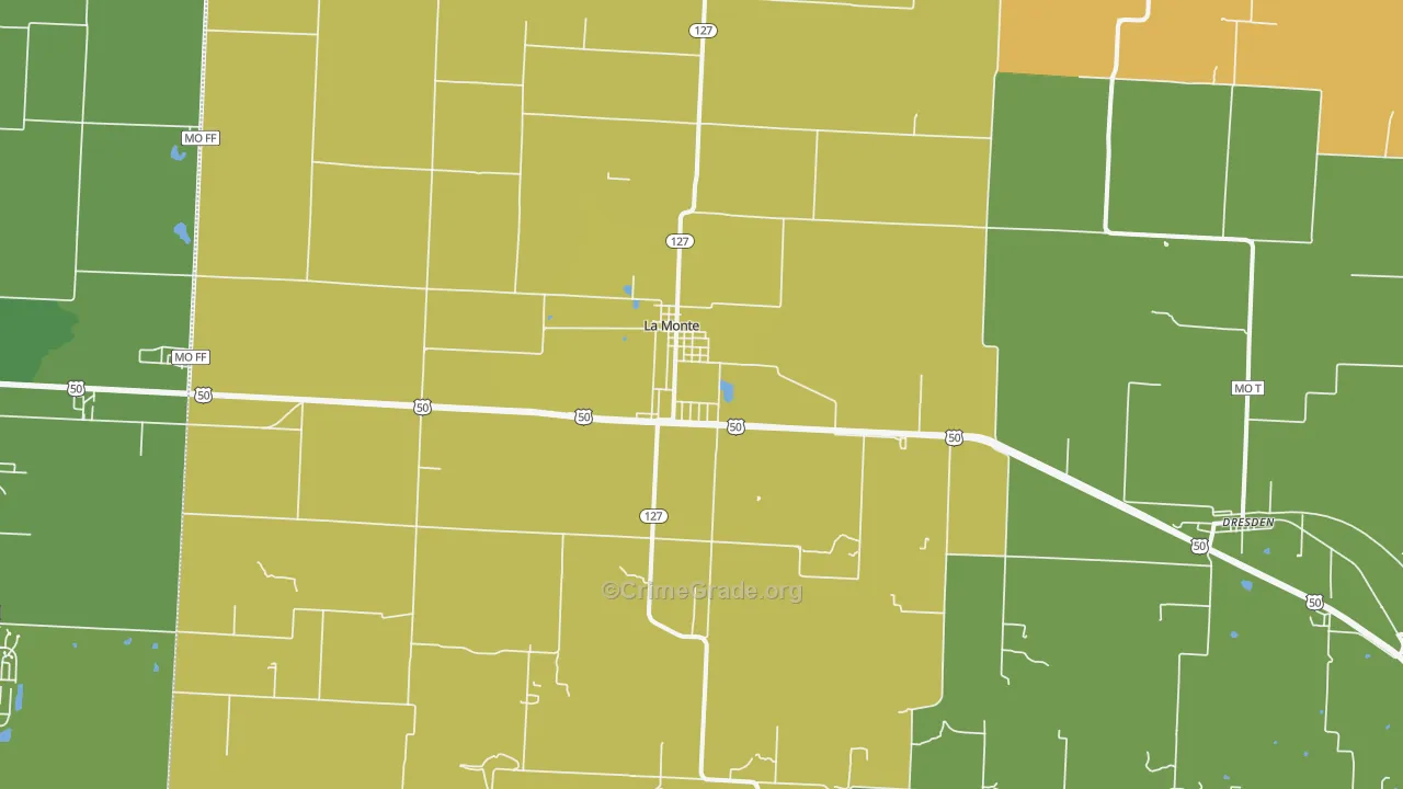 La Monte, MO Map of Vandalism Rates