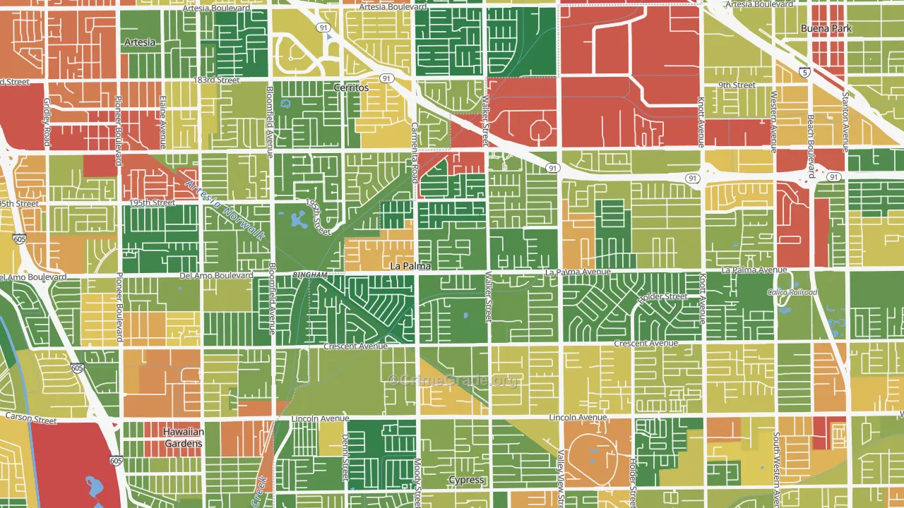 La Palma, CA Map of Vandalism Rates