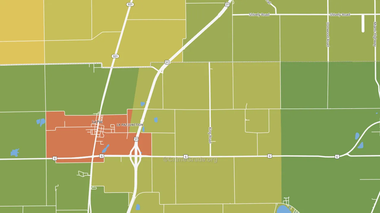 La Paz Junction, IN Map of Vandalism Rates