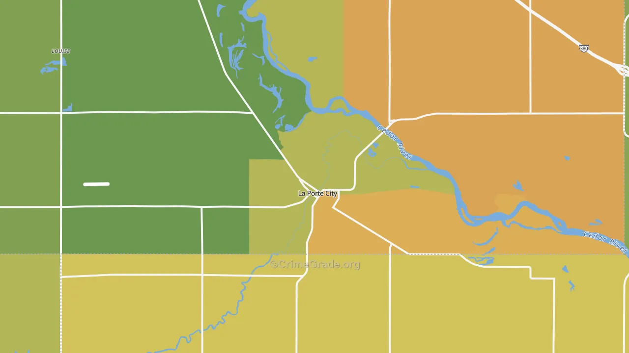 La Porte City, IA Map of Vandalism Rates
