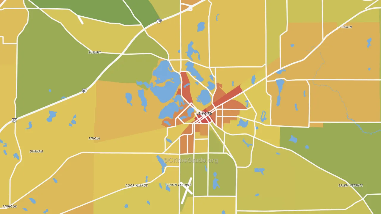 La Porte, IN Map of Vandalism Rates