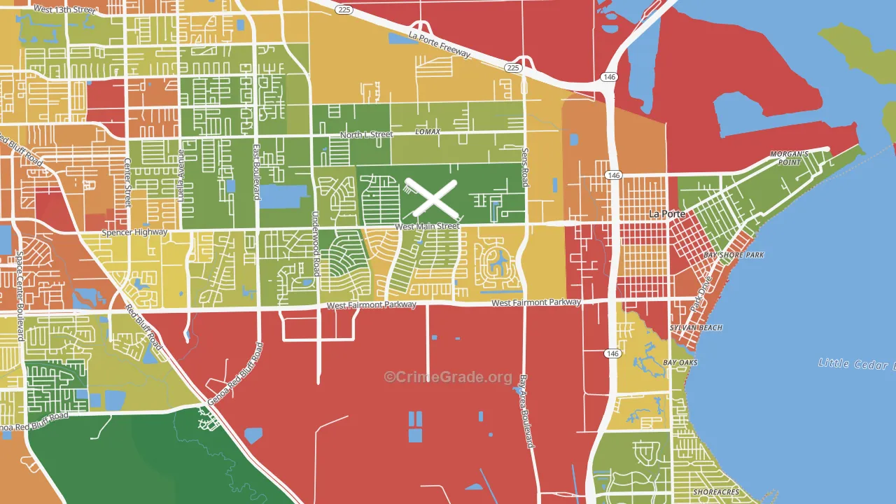 La Porte, TX Map of Vandalism Rates