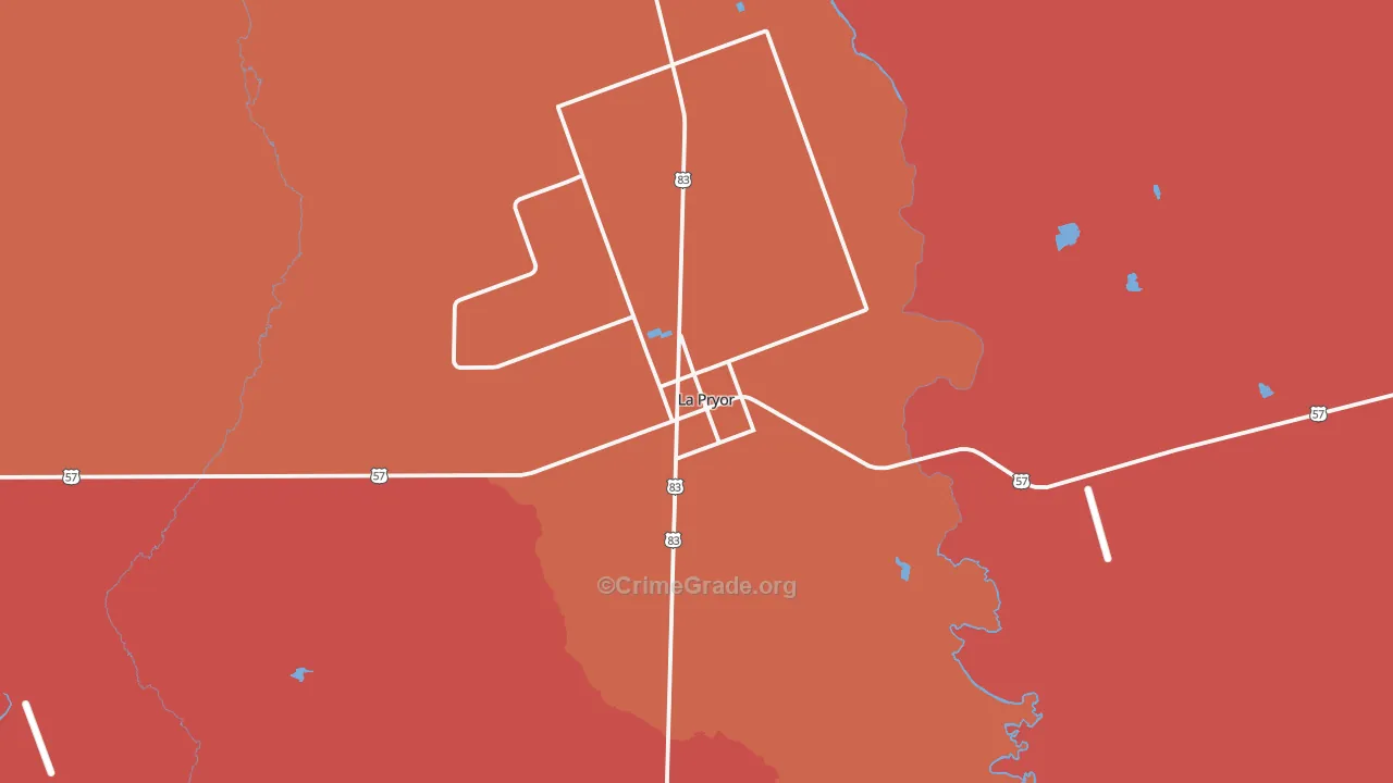 La Pryor, TX Map of Vandalism Rates