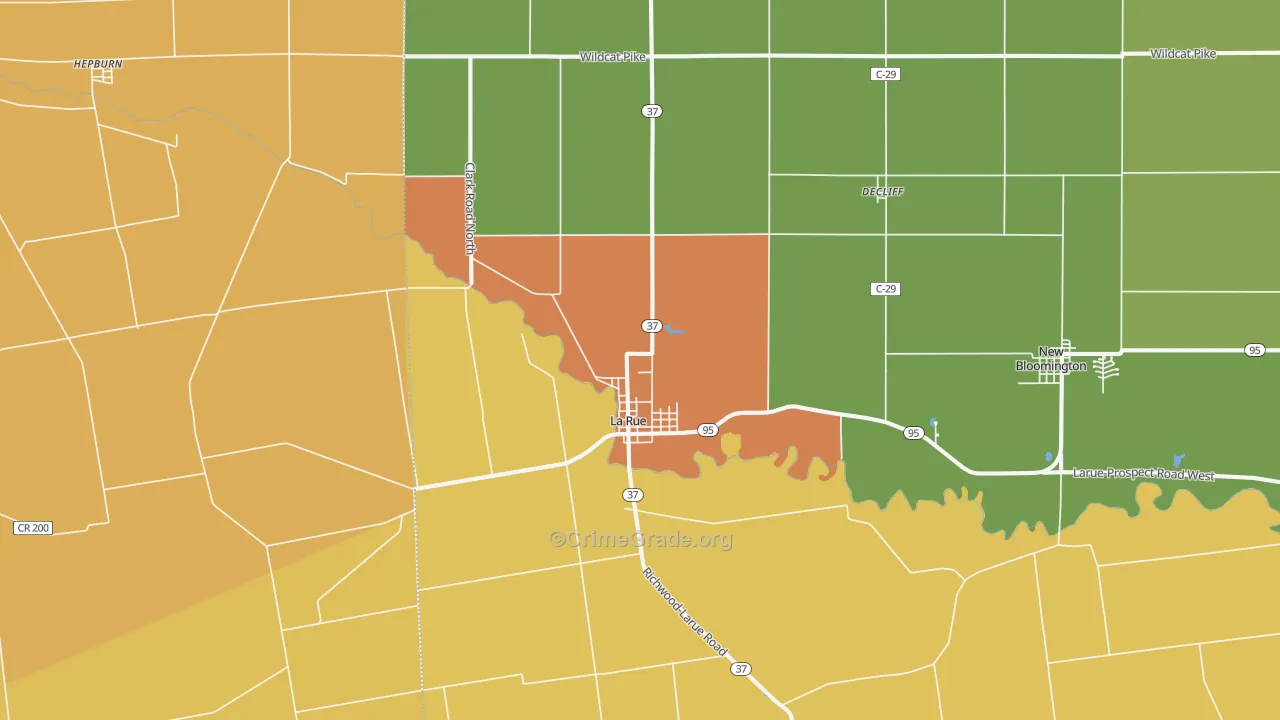 La Rue, OH Map of Vandalism Rates