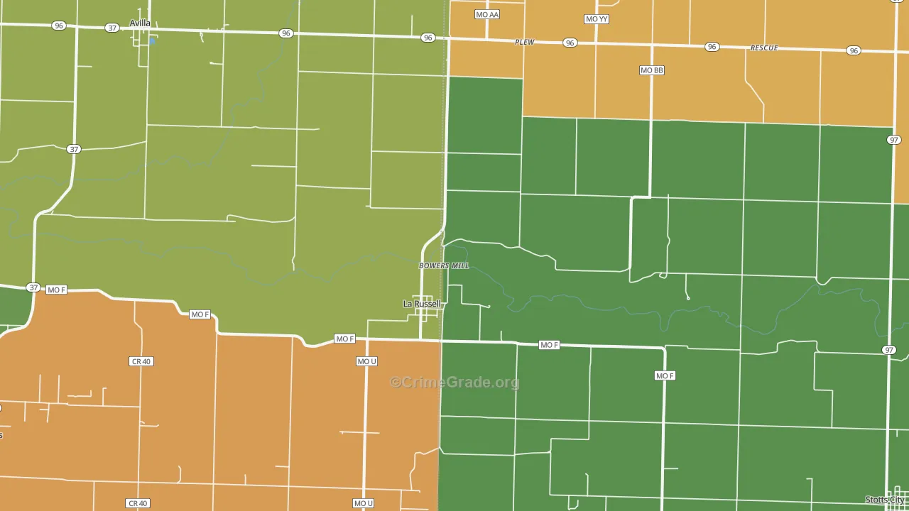 La Russell, MO Map of Vandalism Rates
