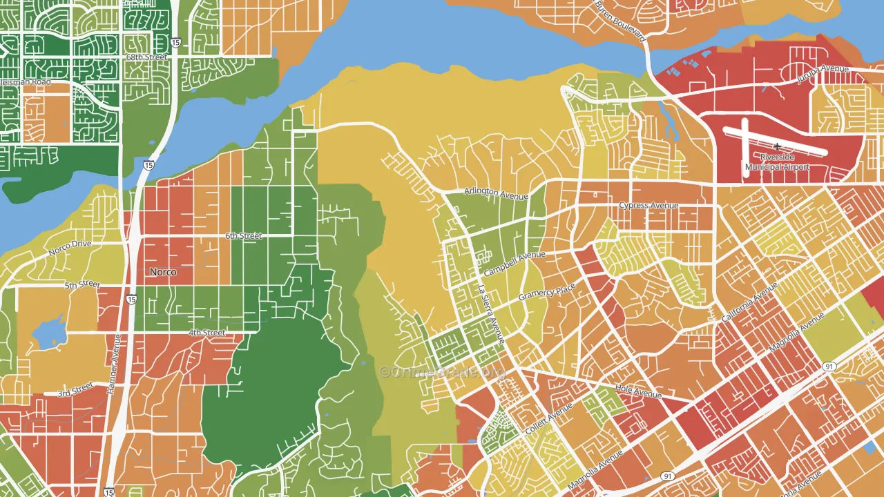 La Sierra Hills, Riverside, CA Map of Vandalism Rates