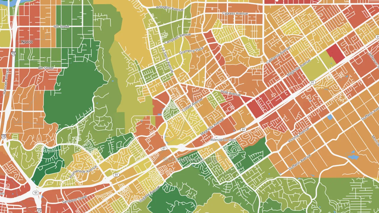 La Sierra, Riverside, CA Map of Vandalism Rates