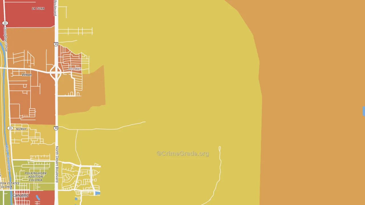 La Tuna, TX Map of Vandalism Rates