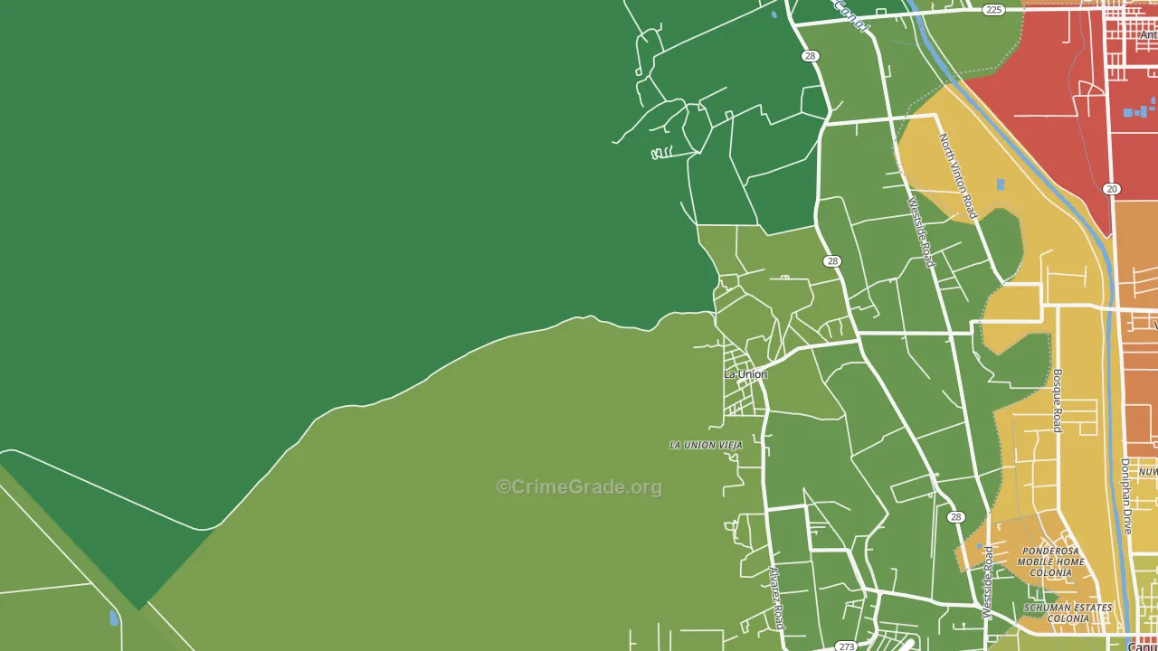 La Union, NM Map of Vandalism Rates