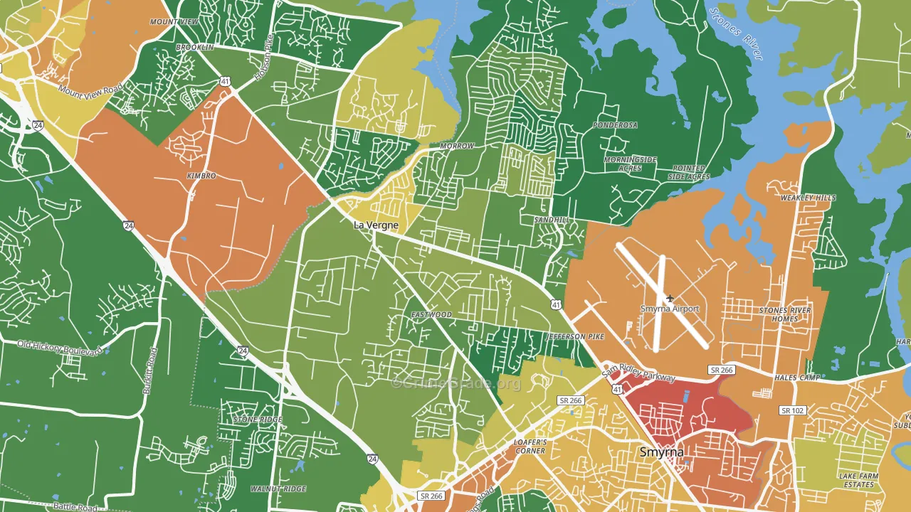 La Vergne, TN Map of Vandalism Rates