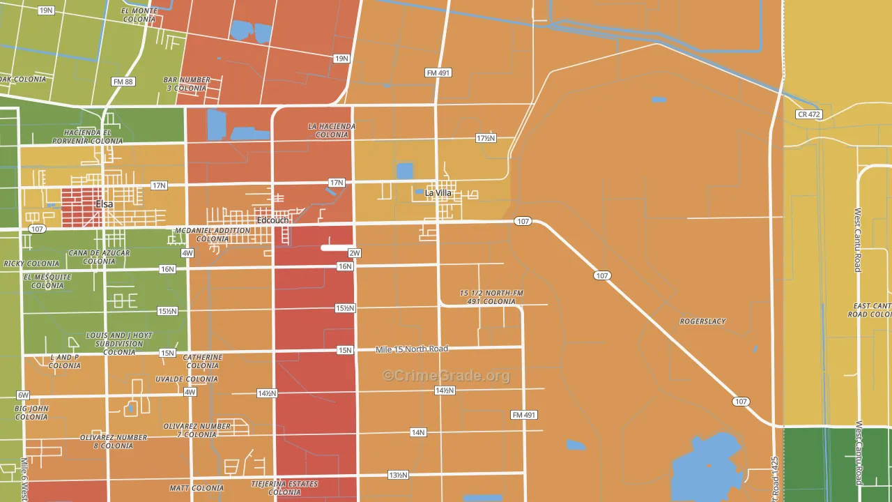 La Villa, TX Map of Vandalism Rates