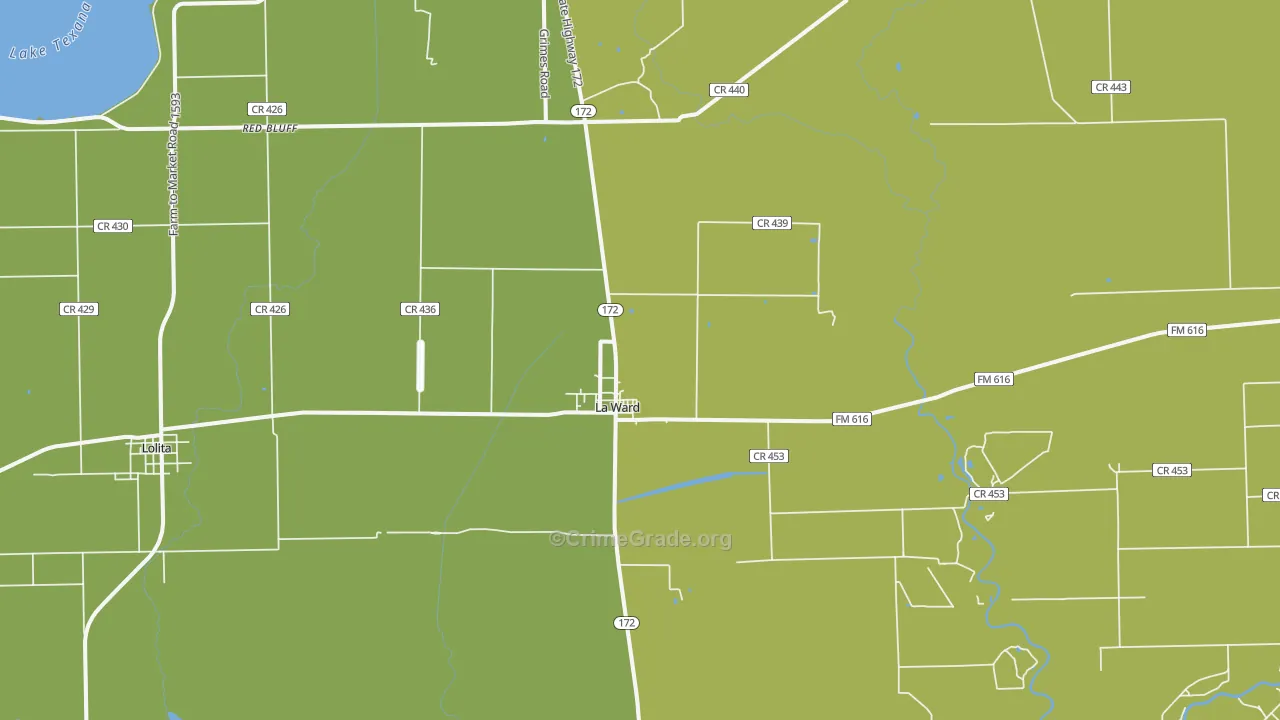 La Ward, TX Map of Vandalism Rates
