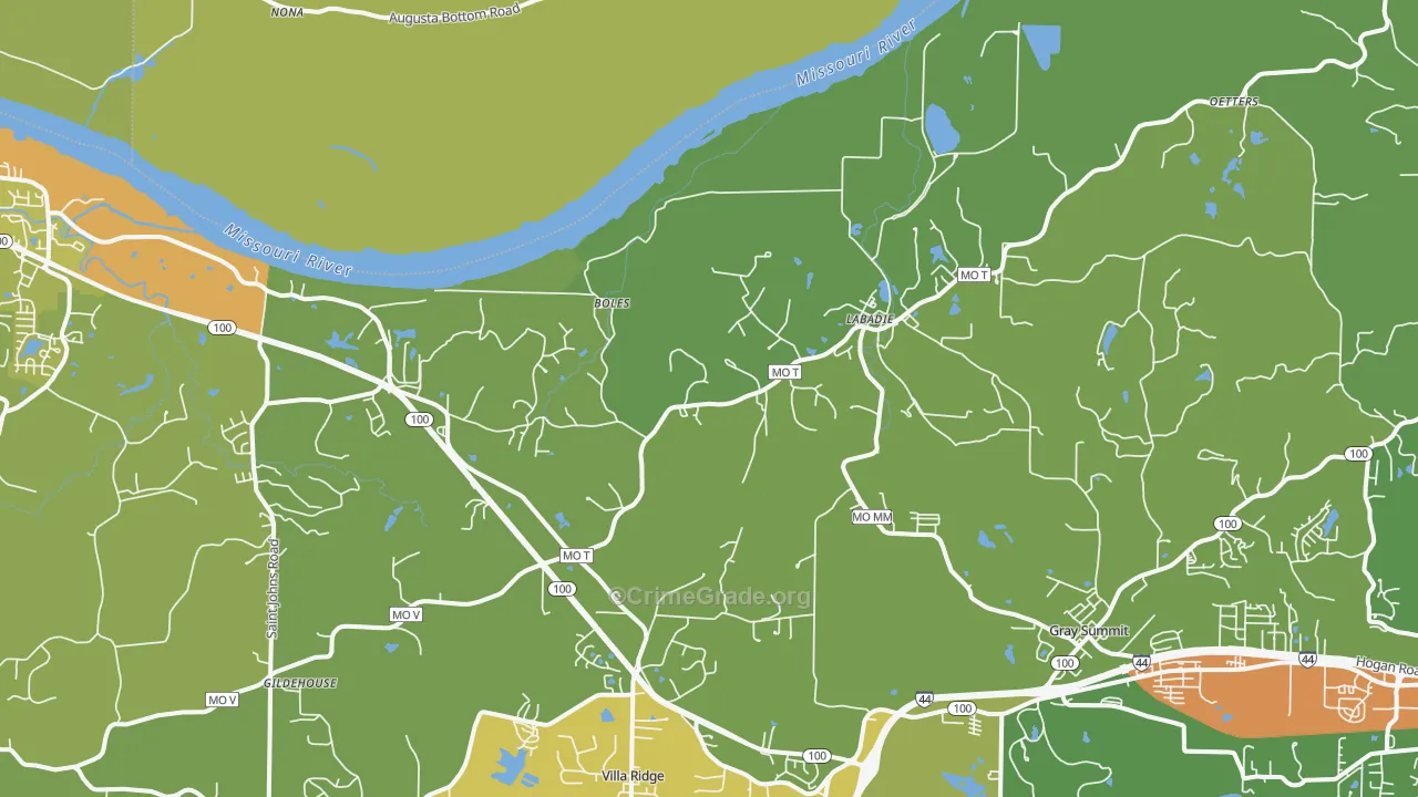 Labadie, MO Map of Vandalism Rates