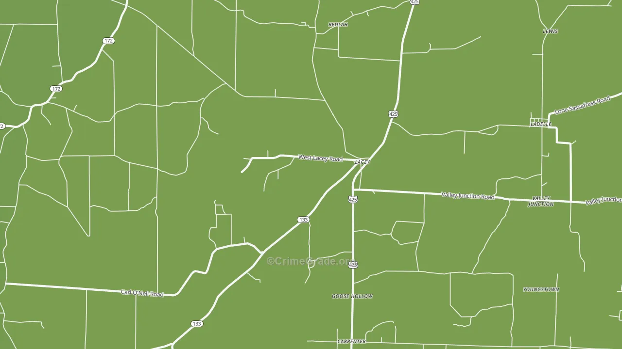 Lacey, AR Map of Vandalism Rates