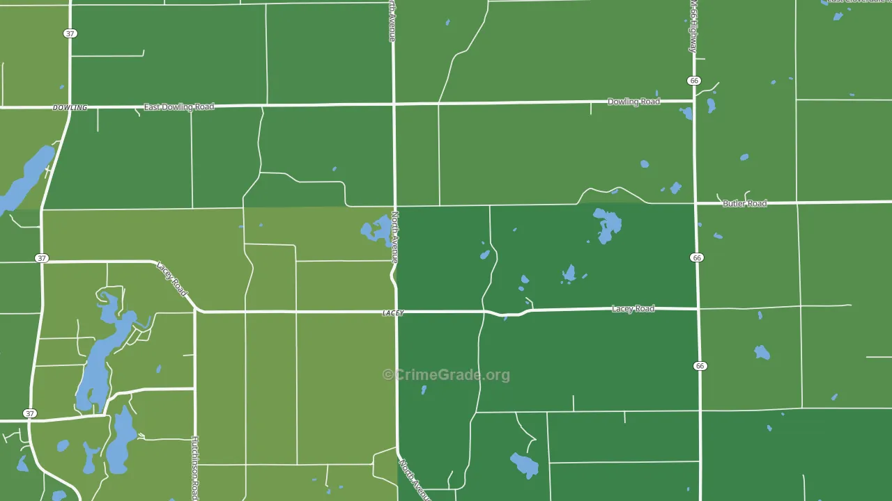 Lacey, MI Map of Vandalism Rates