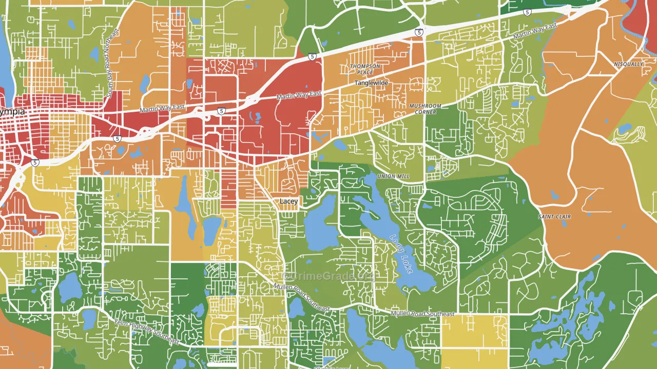 Lacey, WA Map of Vandalism Rates