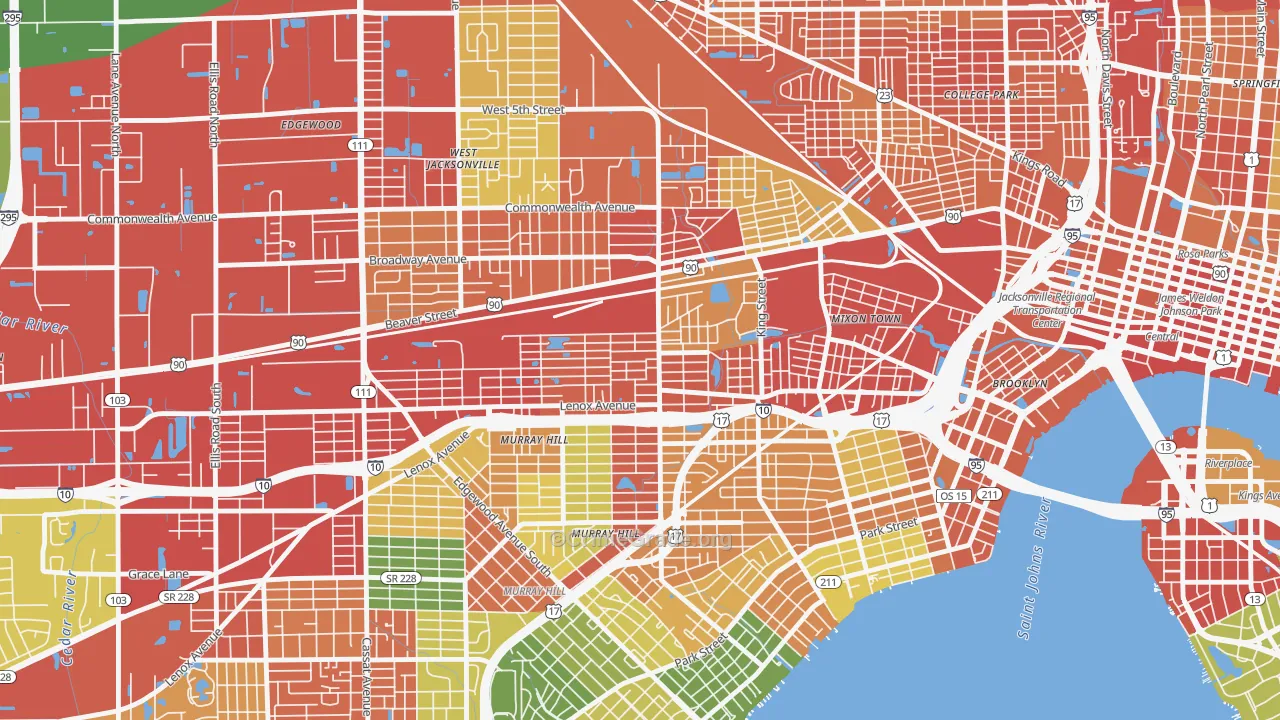 Lackawanna, Jacksonville, FL Map of Vandalism Rates