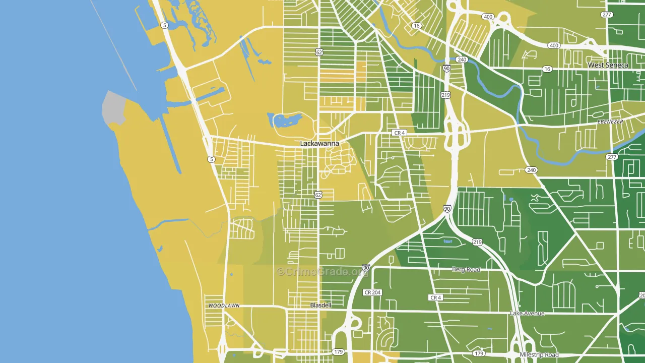 Lackawanna, NY Map of Vandalism Rates