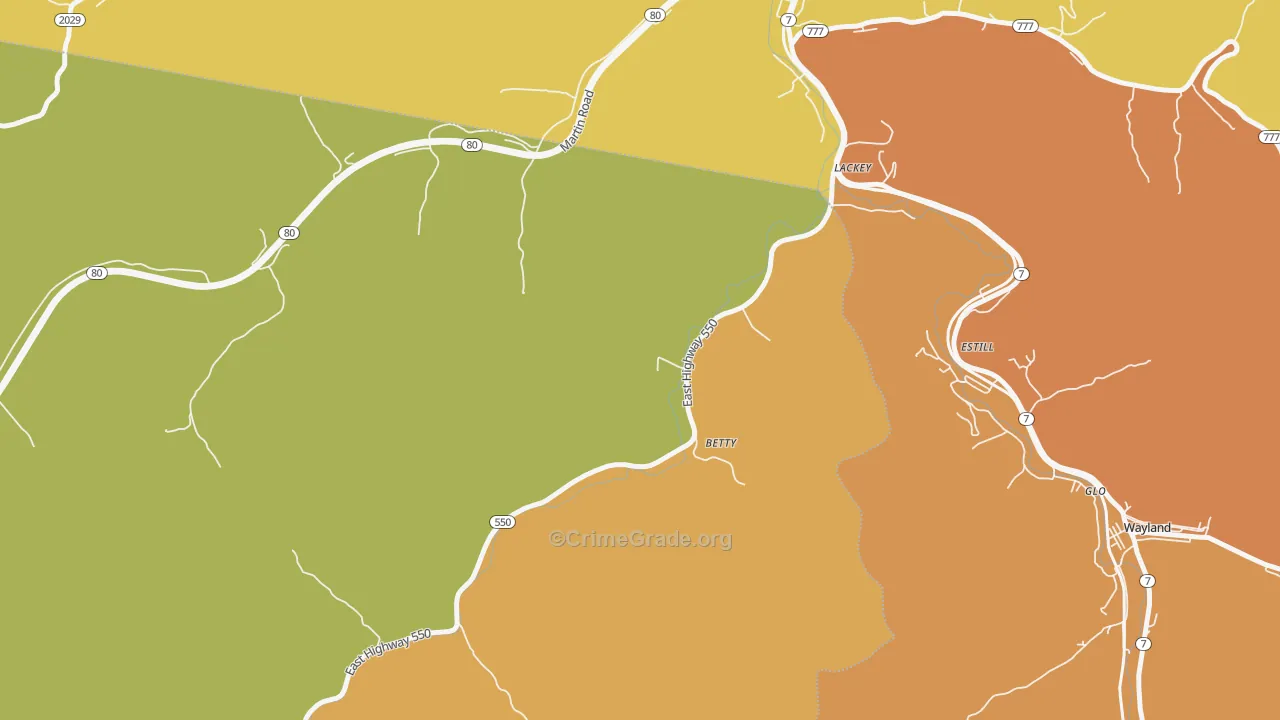 Lackey, KY Map of Vandalism Rates