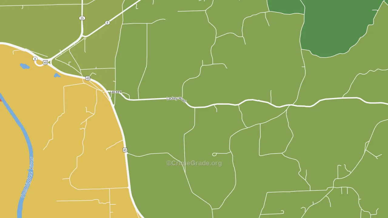 Lackey, MS Map of Vandalism Rates