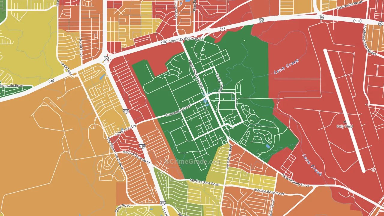 Lackland AFB, TX Map of Vandalism Rates