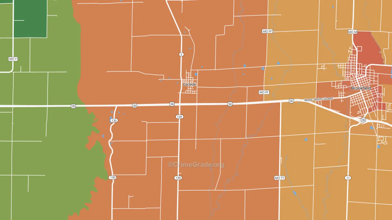 Laclede, MO Map of Vandalism Rates