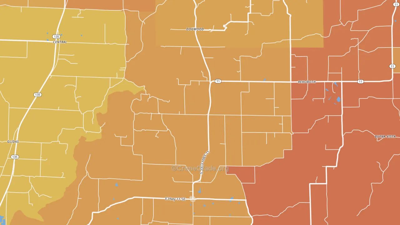 Laconia, IN Map of Vandalism Rates