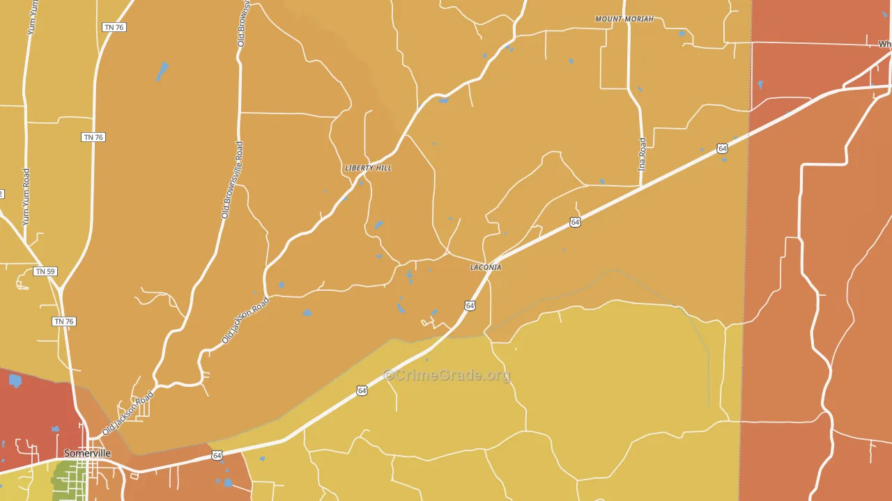 Laconia, TN Map of Vandalism Rates
