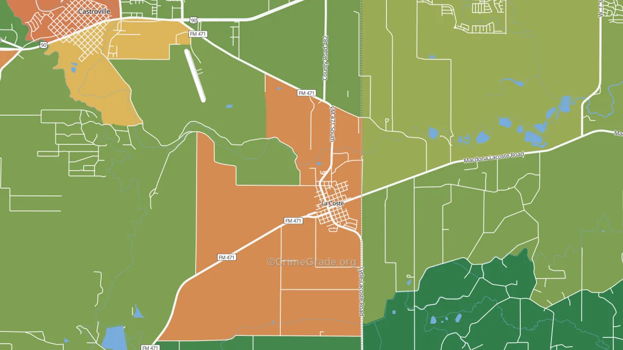 Lacoste, TX Map of Vandalism Rates