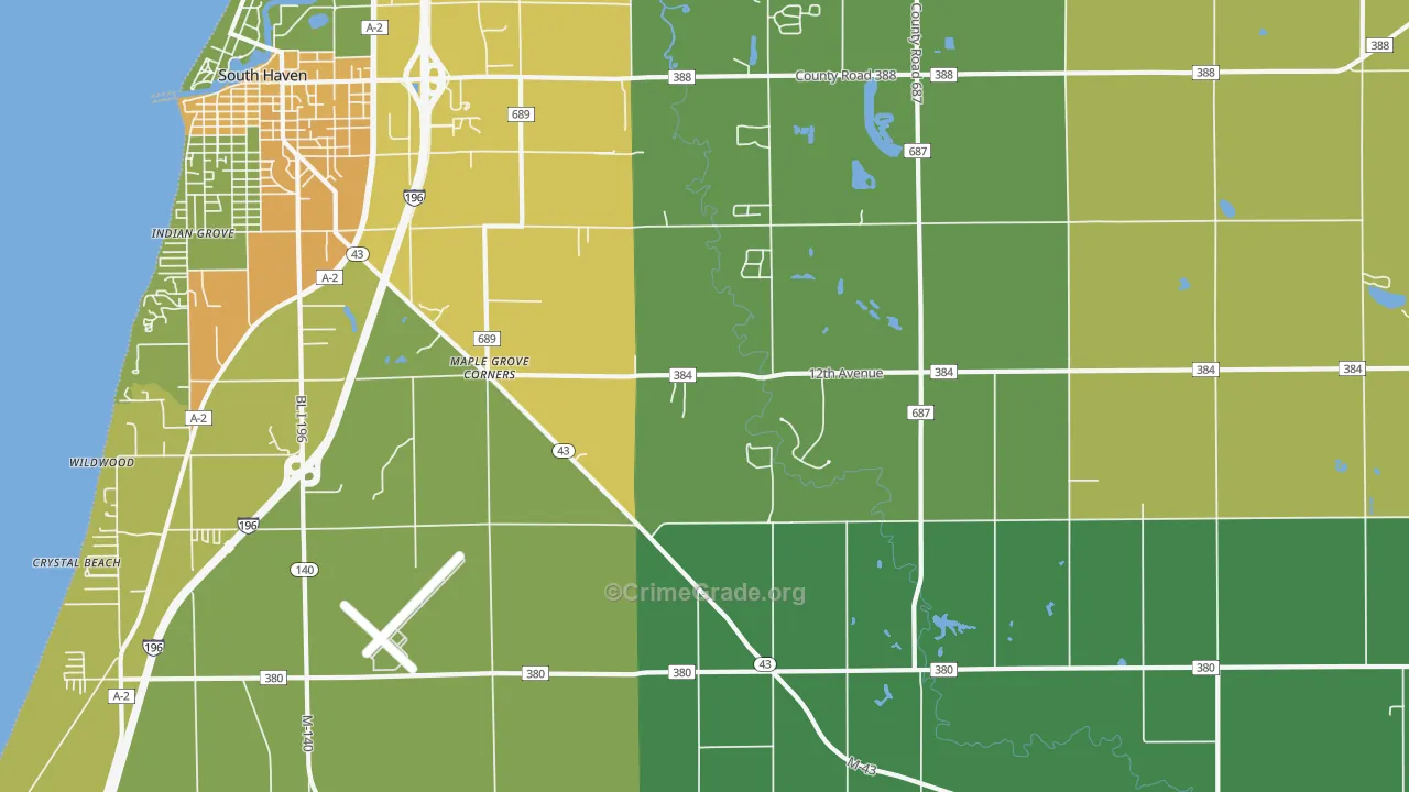 Lacota, MI Map of Vandalism Rates