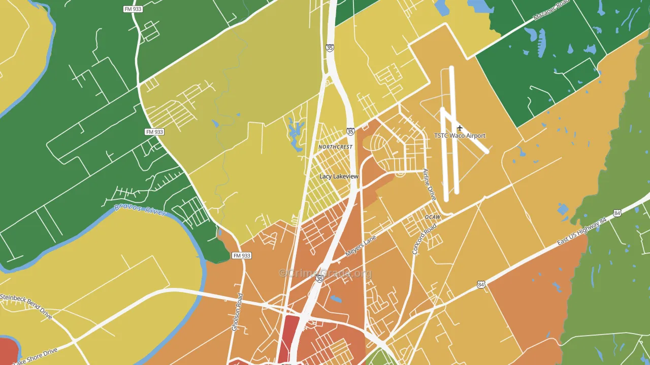 Lacy-Lakeview, TX Map of Vandalism Rates