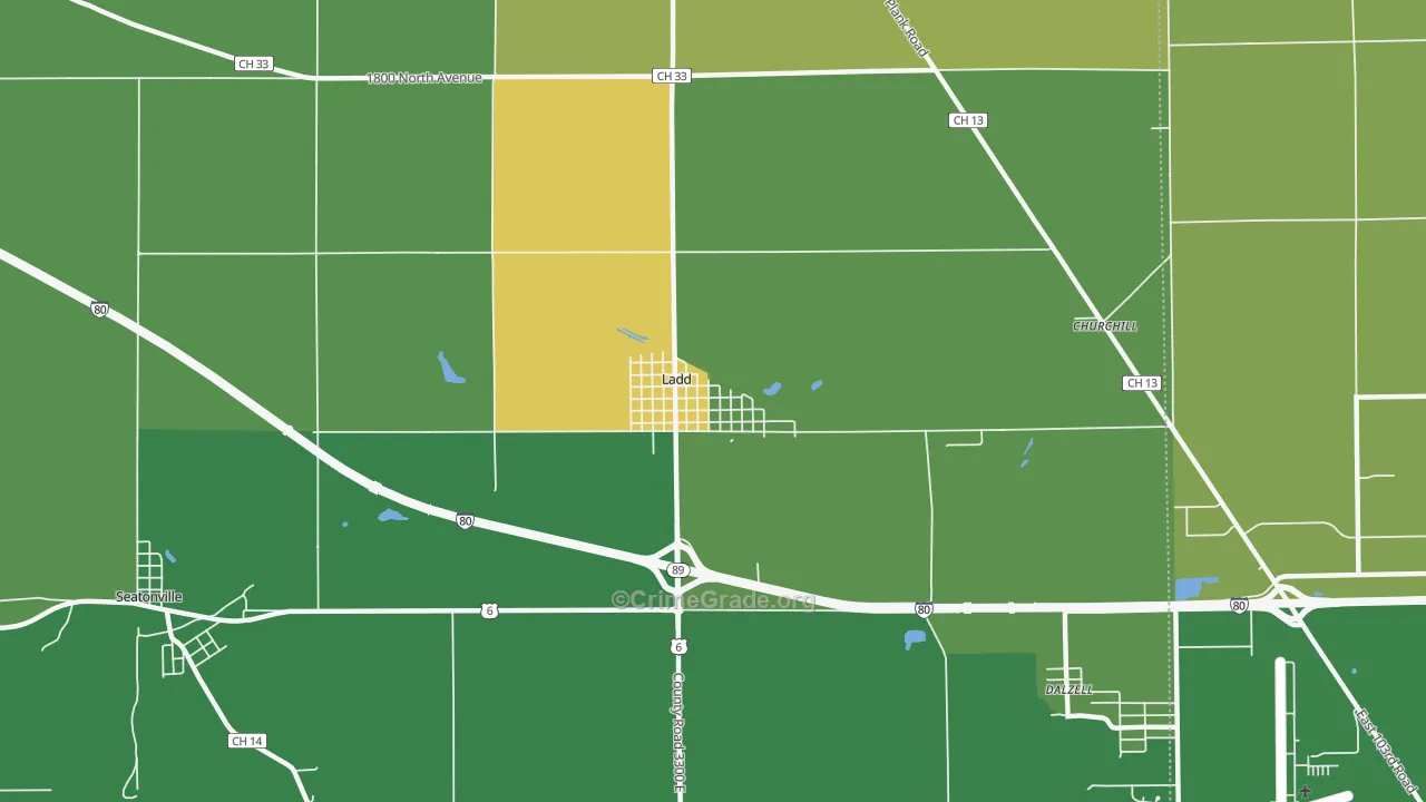 Ladd, IL Map of Vandalism Rates